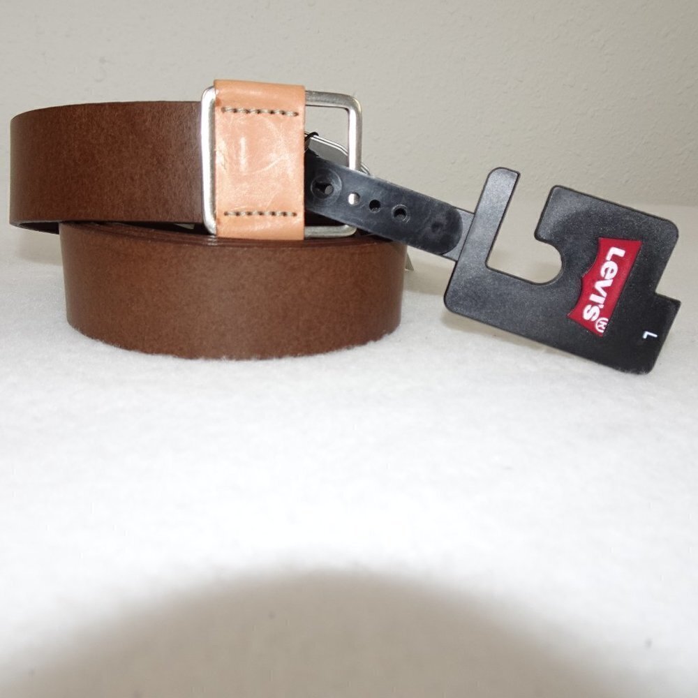 Levi's Leather Casual Belt Men's Size L Brown Slide Close